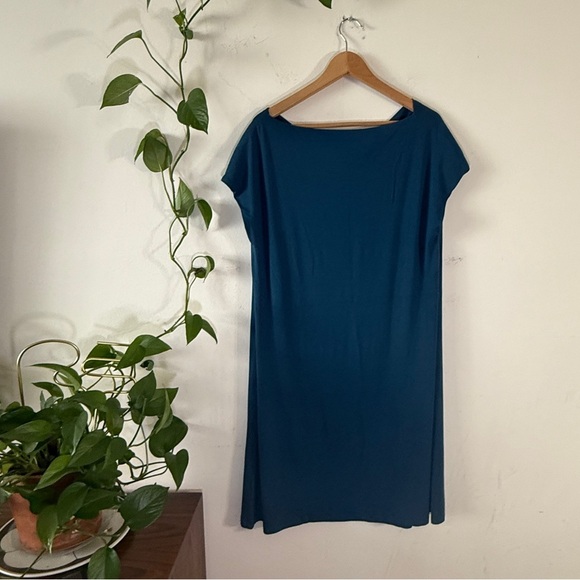 Eileen Fisher Cowel Neck Sleeeveless Dress Blue - Midi - Picture 3 of 9